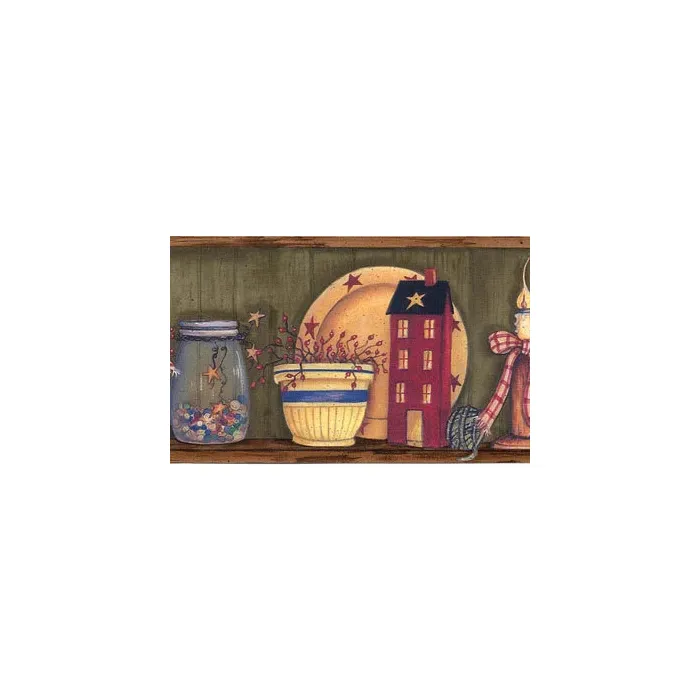 Green Country Cupboard Wallpaper Border AAI08032B