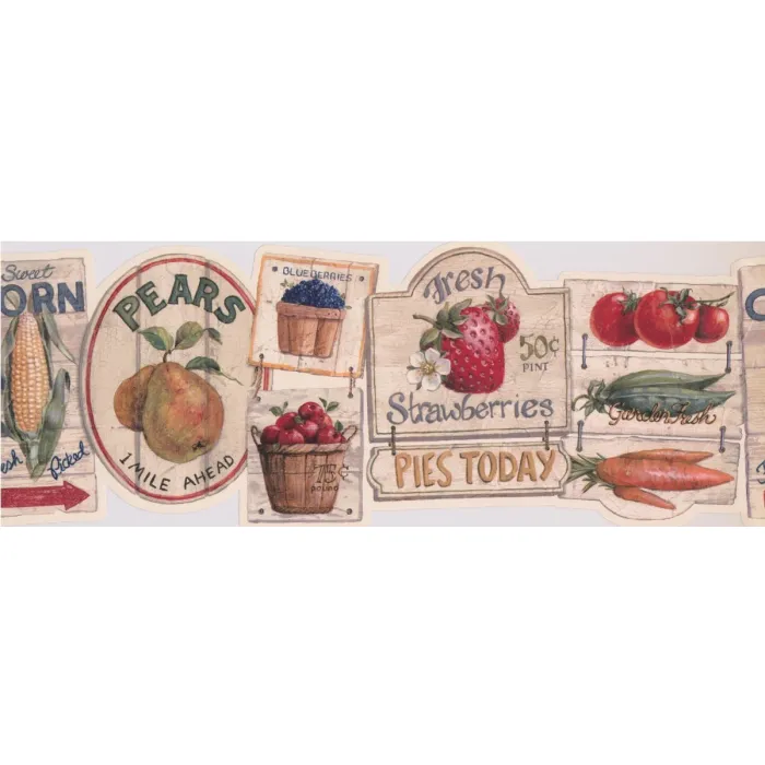 Fruit & Vegetable Signs Laser Cut Wallpaper Border - Chesapeake