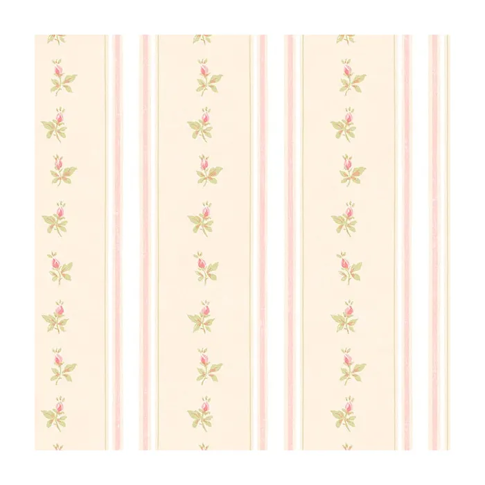 Shabby Stripe with Roses Wallpaper Cream, Pink, Light Green Norwall Wallcovering AB27641