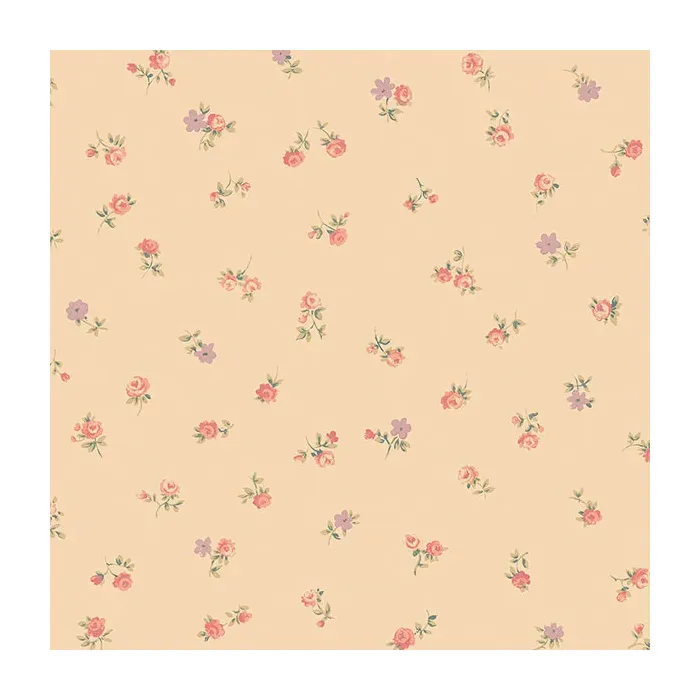 Shabby Rose Buds Wallpaper Beige, Red, Purple, Green Norwall Wallcovering AB27650