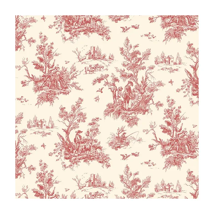 Toile Wallpaper Red, Ochre Norwall Wallcovering AB27657