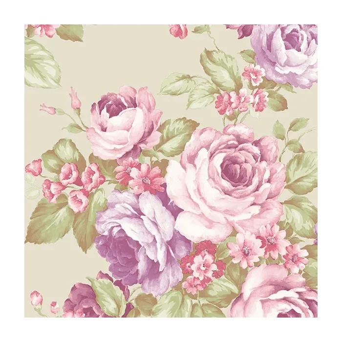 Grand Floral Wallpaper Purple, Pink, Taupe Norwall Wallcovering AB42405