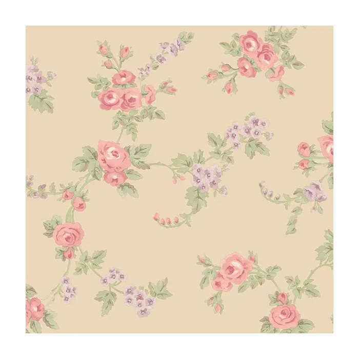 Chic Rose Wallpaper Purple, Pink, Green Norwall Wallcovering AB42414