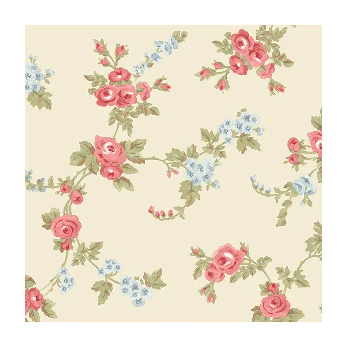 Chic Rose Wallpaper Pink, Blue, Cream Norwall Wallcovering AB42415