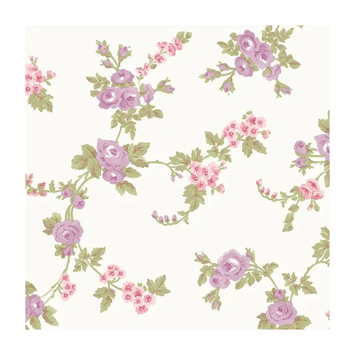 Chic Rose Wallpaper Pink, Purple, Beige, Cream Norwall Wallcovering AB42416