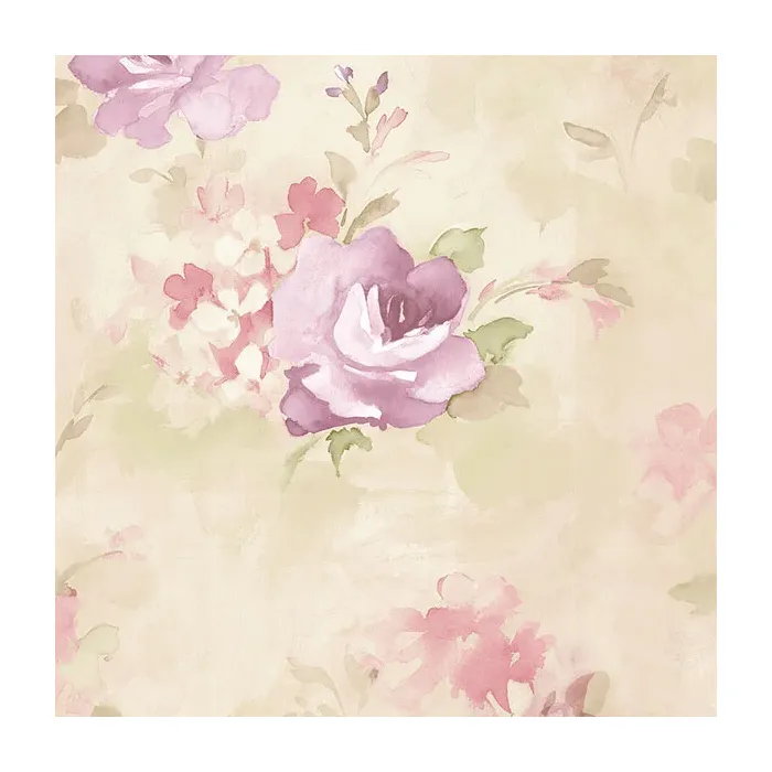 Morning Dew Wallpaper Purple, Cream, Pink, Green Norwall Wallcovering AB42419