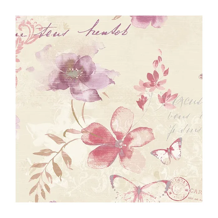 Memento Wallpaper Taupe, Purple, Pink Norwall Wallcovering AB42434