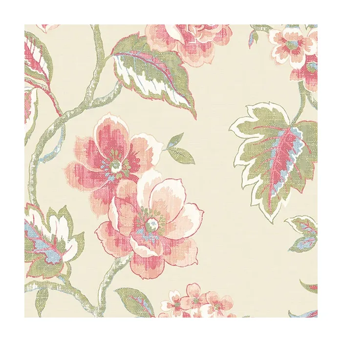 Chloe Wallpaper Cream, Pink, Green Norwall Wallcovering AB42437