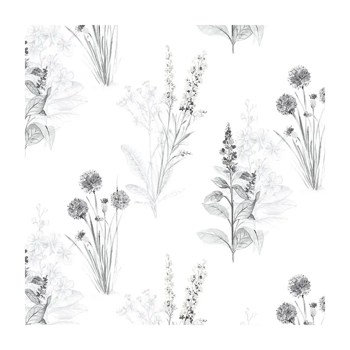 Flora Wallpaper Grey, Black Norwall Wallcovering AB42443