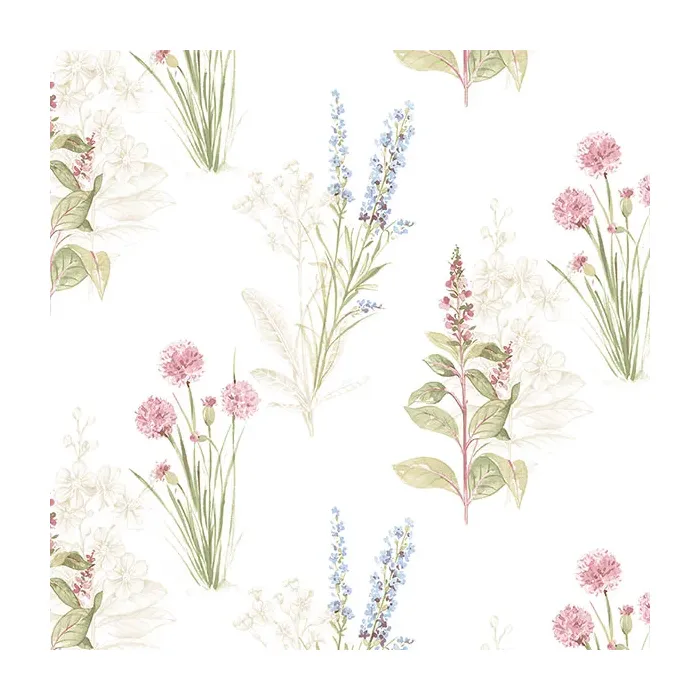 Flora Wallpaper Cream, Blue, Pink Norwall Wallcovering AB42445