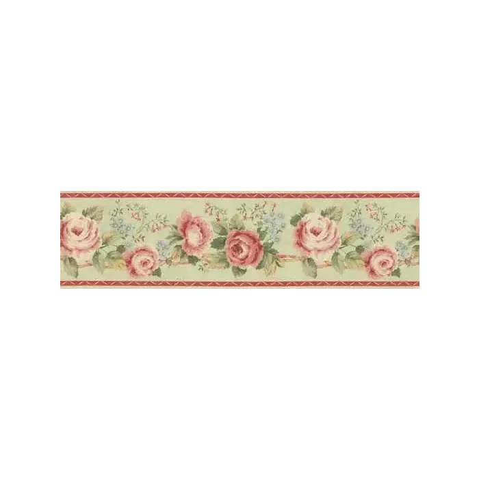 Coral Roses Floral Wallpaper Border - Norwall AB78276B