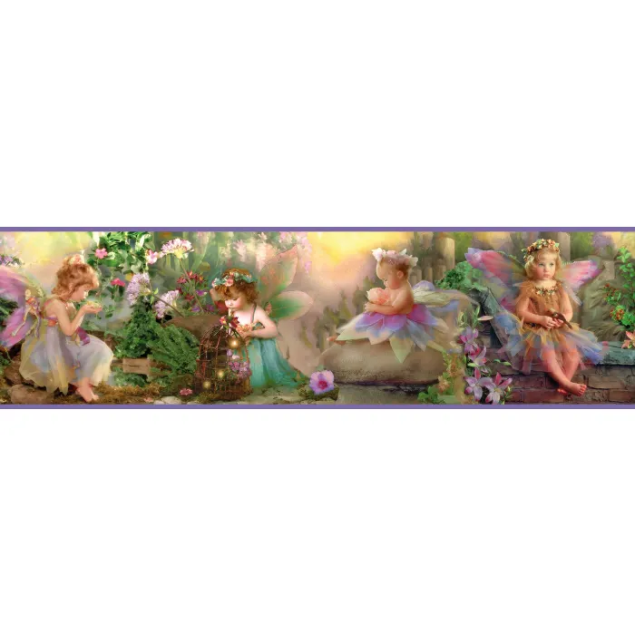 Esmeralda Blue Fairyland Portrait Wallpaper Border Chesapeake BBC94082B