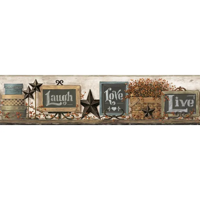 Country Keepsakes Country Chalkboard Shelf Border Wallpaper