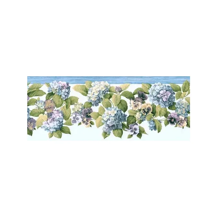 Pansies and Hydrangea Wallpaper Border