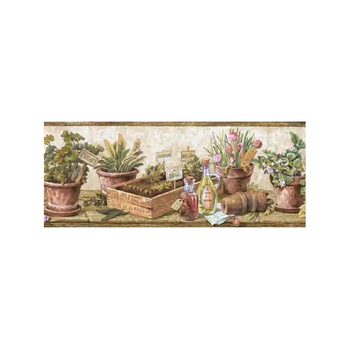 Flowerpot of Herb Wallpaper Border