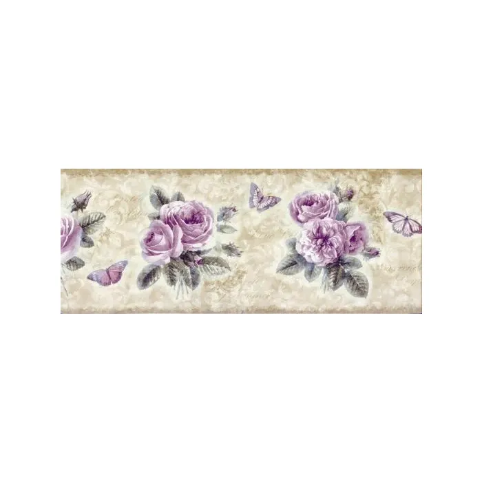 Purple Floral Butterfly Wallpaper Border
