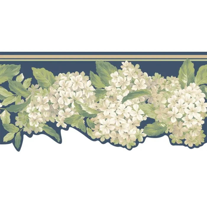 Ashford House Blooms Hydrangea Border - Blue - York Wallcoverings