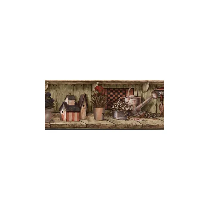 Americana Collectibles Country Shelf Wallpaper Border - Rosedale Wallcoverings