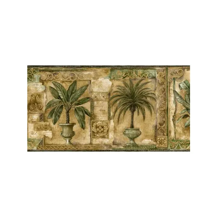 Framed Tropical Plants Wall Paper Border