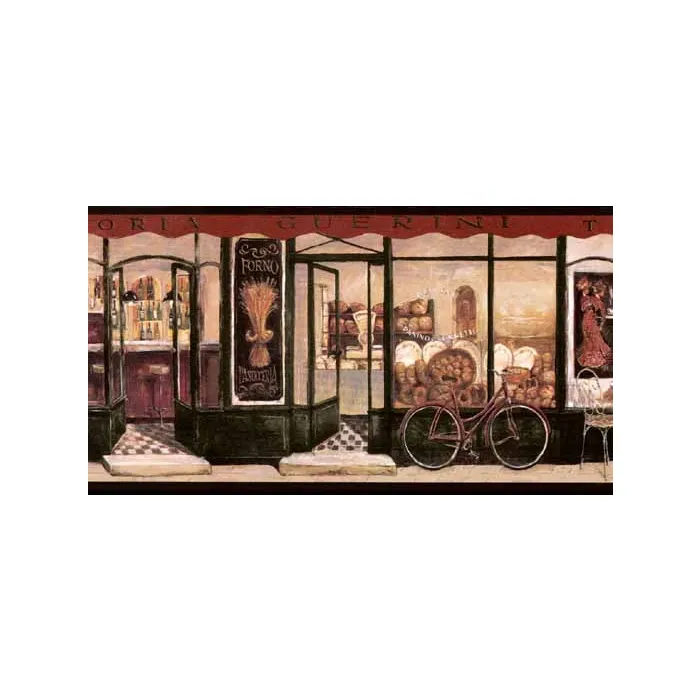 Red Cafe Street Wallpaper Border