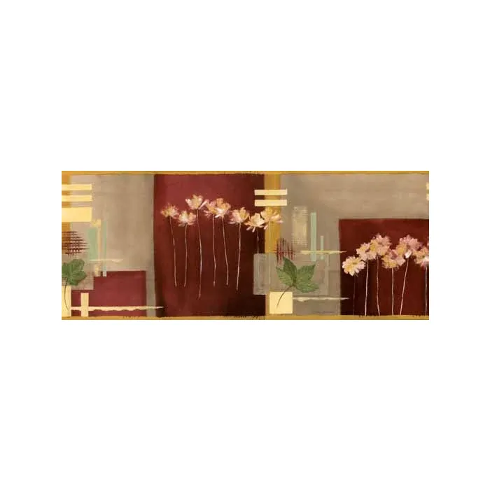 Leaf & Flower Color Block Wallpaper Border - Norwall