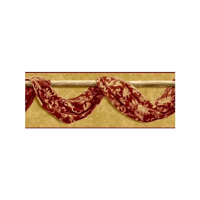Red Scroll Swag Wallpaper Border