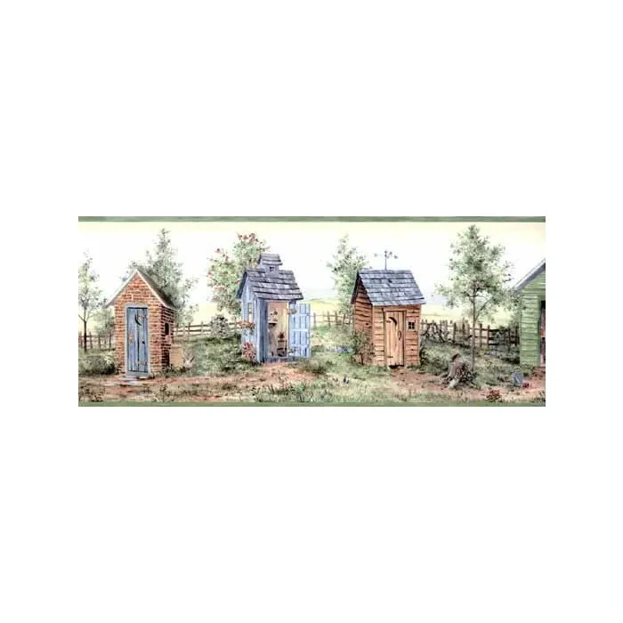 Wildflower Outhouse Wallpaper Border