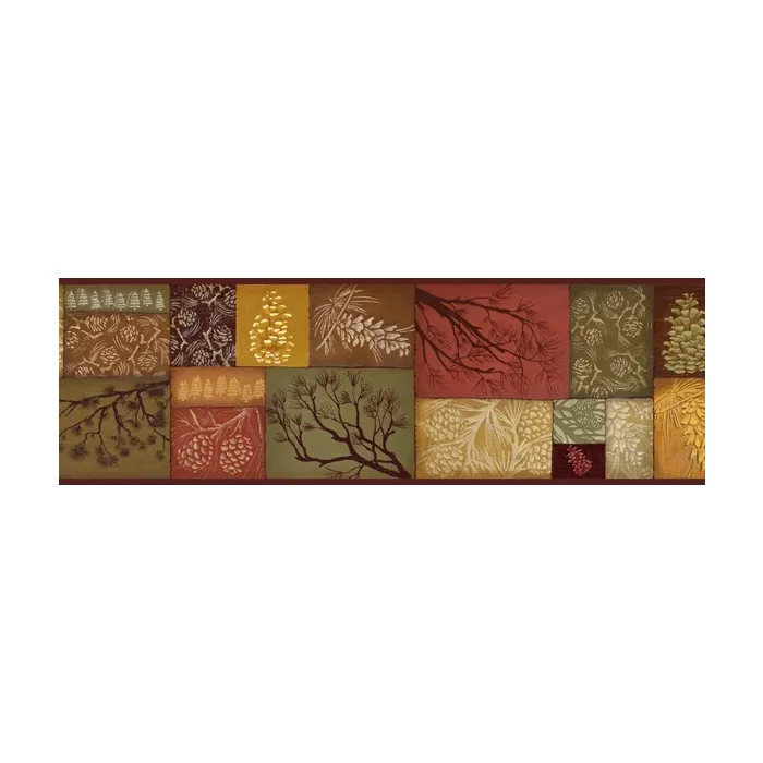 Pinecone Collage Wallpaper Border - Chesapeake Wallcovering