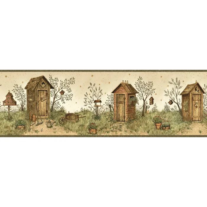 Twain Sand Garden Outhouse Portrait Wallpaper Border Chesapeake BBC65022B