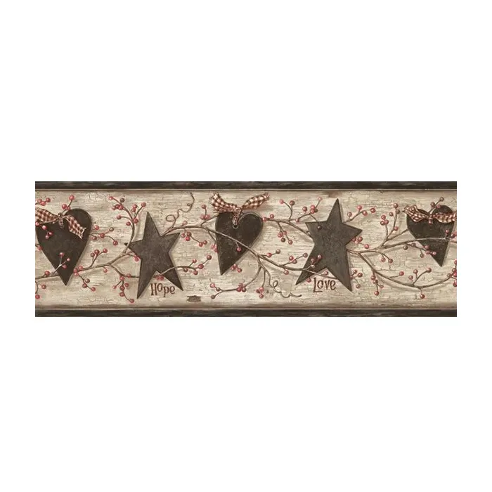 Hearts, Stars & Pip Berries Wallpaper Border - Chesapeake Wallcovering