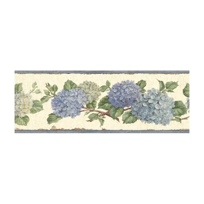 Hydrangea Flowers Wallpaper Border - Chesapeake Wallcovering
