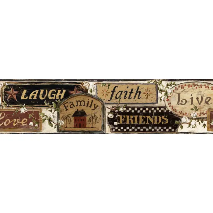 Penny White Loving Signs Portrait Wallpaper Border Chesapeake BBC65401B