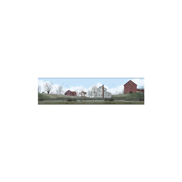 Blue Rural Route Wallpaper Border