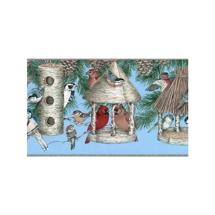 Tan Bird Feeder Wallpaper Border