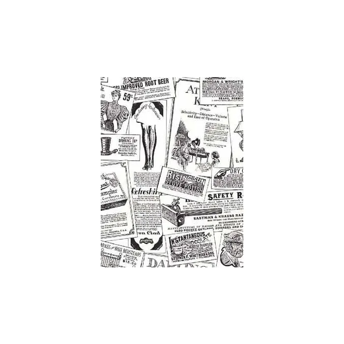 Black & White Vintage Newspaper Advertisement Wallpaper