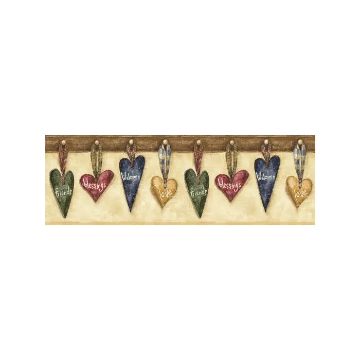 Hanging Heart Pegboard Wallpaper Border