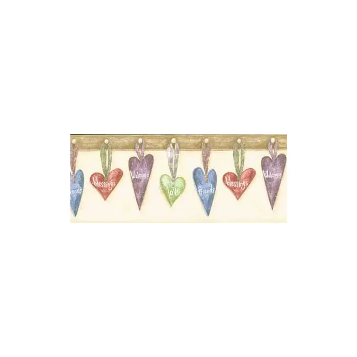 Hanging Hearts Wallpaper Border - Crewcut