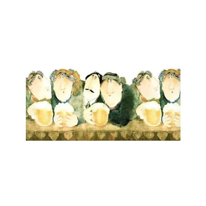 Men Drinking Beer in Pub Wallpaper Border - York Wallcoverings