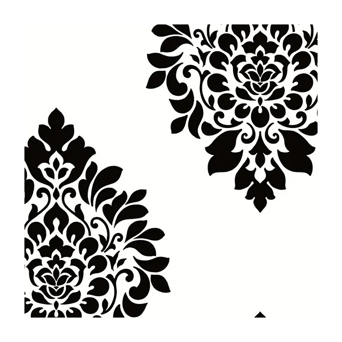 Medallion Damask Wallpaper Black, White Norwall Wallcovering BW28736