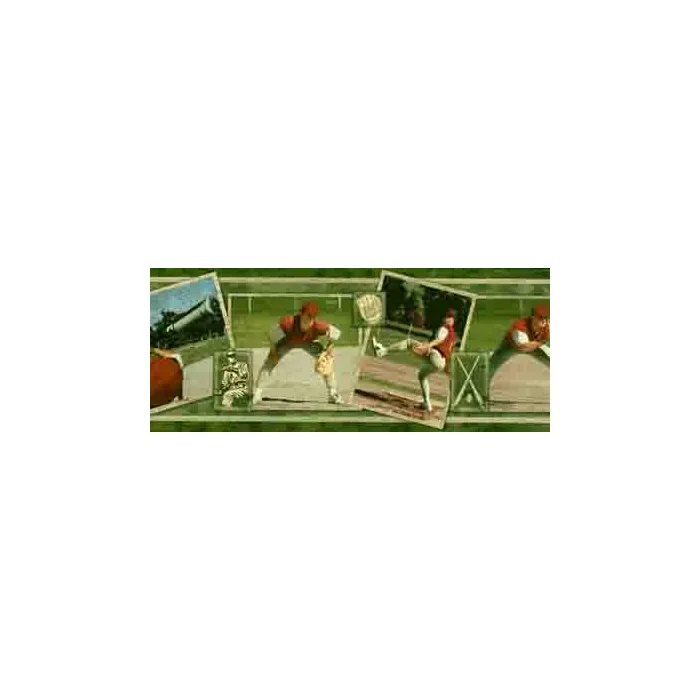 Green Baseball Player Wallpaper Border - Norwall Wallcoverings