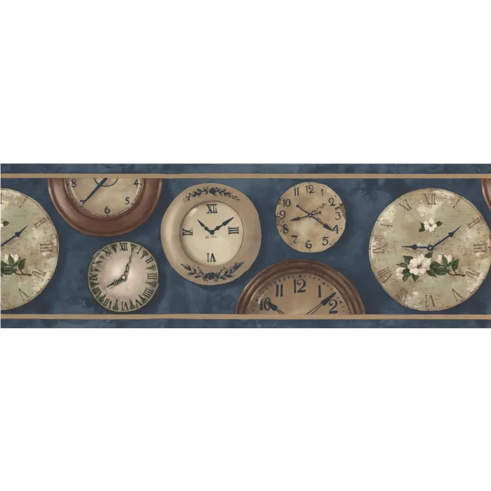 Vintage & Antique Clocks Wallpaper Border - Norwall