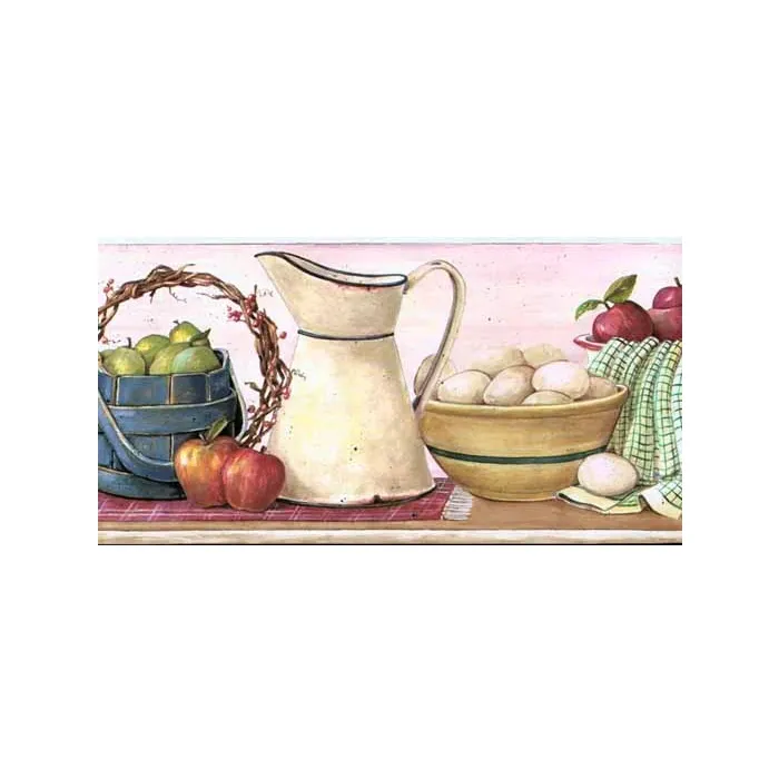 Kitchen Shelf Pink Wallpaper Border