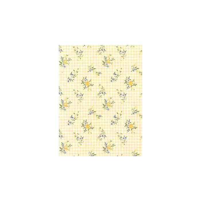 Yellow Gingham and Flower Wallpaper