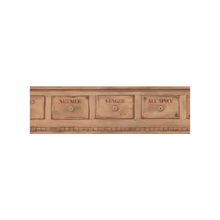 Spice Drawer Beige Wallpaper Border-York Wallcoverings