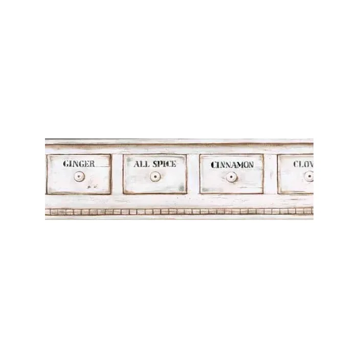 Spice Drawer Off-White Wallpaper Border - York Wallcoverings