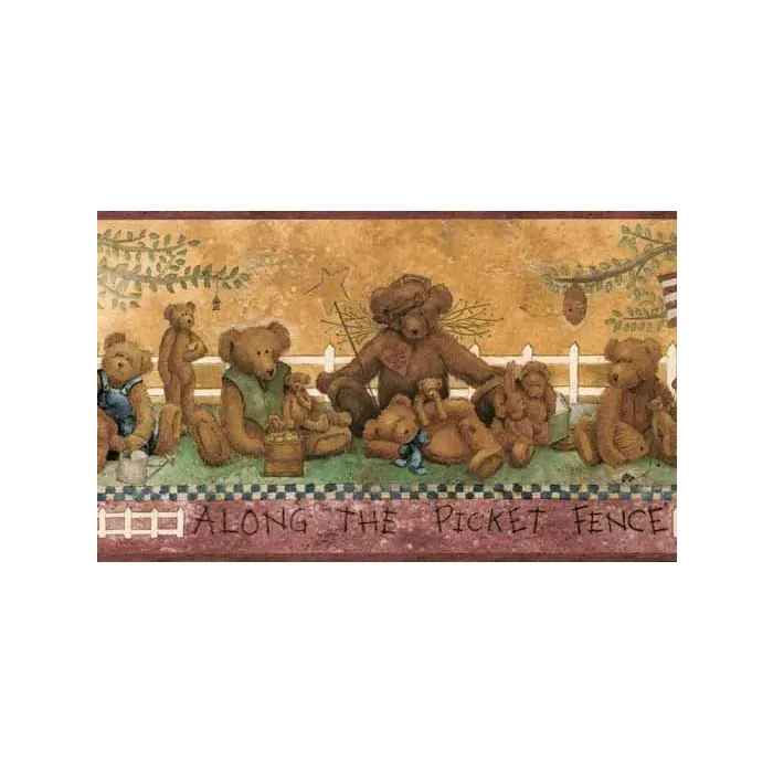 Burgundy Country Bear Wallpaper Border
