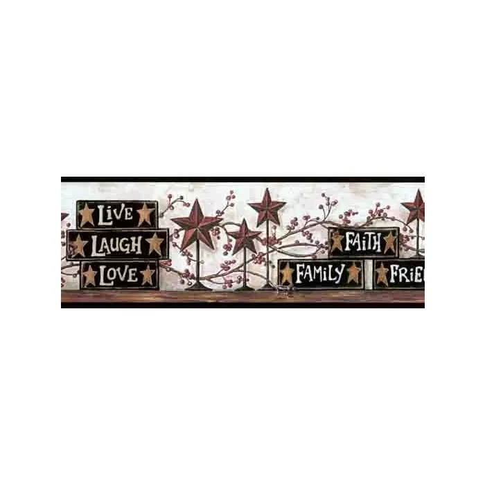 Live, Laugh, Love Blocks & Country Stars Wallpaper Border - York
