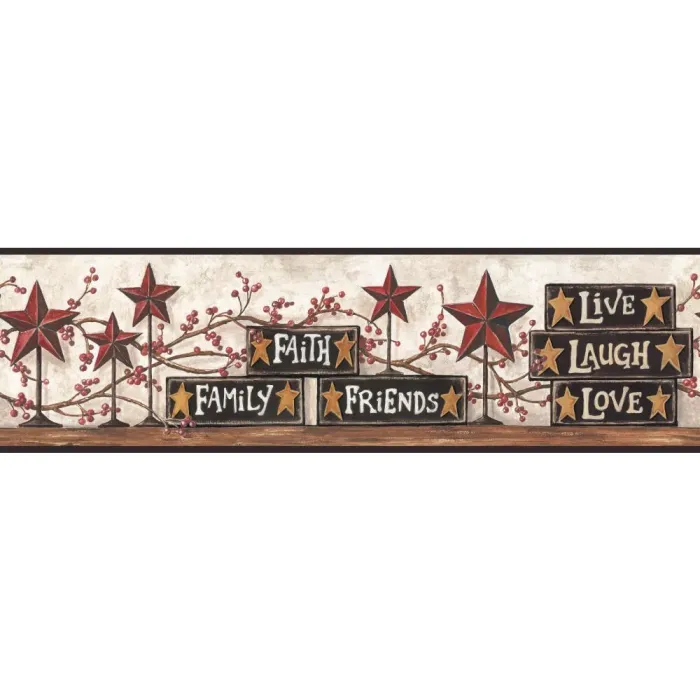 Live, Laugh, Love Blocks & Country Stars Wallpaper Border - York