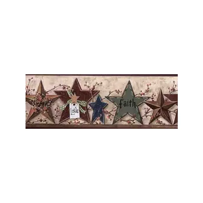 Primitive Star Faith Family Wallpaper Border