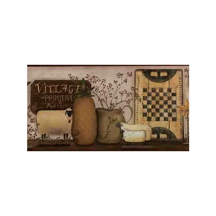 Village Primitive and Antiques Wallpaper Border 